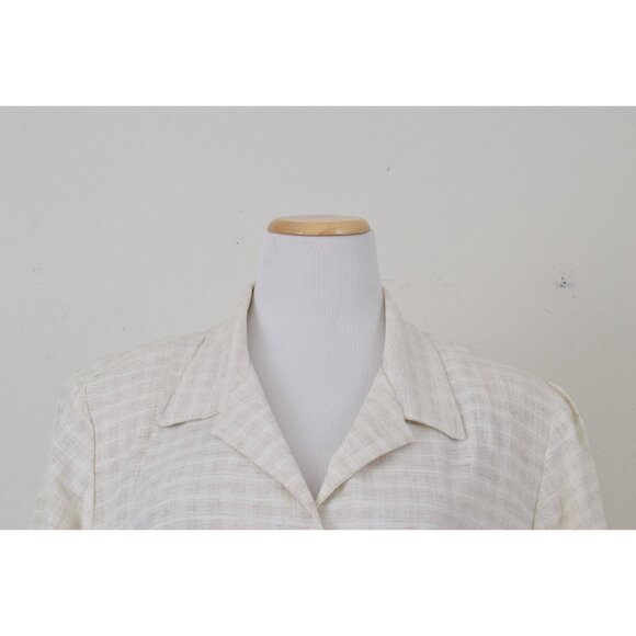 Plus Size Vintage 80s Plaid Rayon/Acetate/Flax Button Down Blouse Size 18/20 - Picture 4 of 10